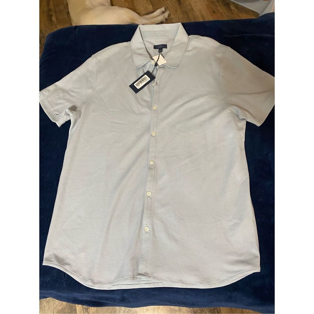 ZACHARY PRELL SHORT SLEEVE BUTTON DOWN SHIRT Mens Large Light Blue